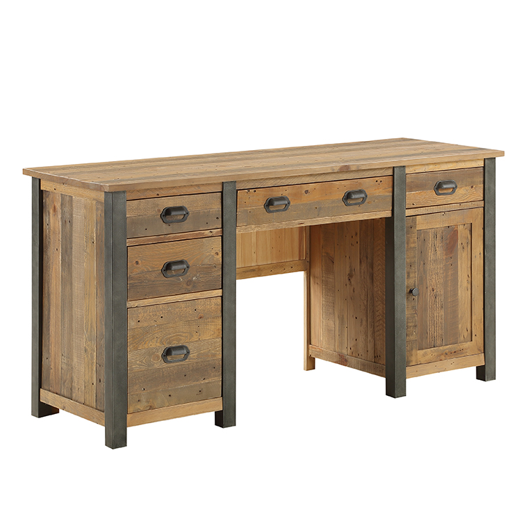 Urban Elegance Reclaimed Wood Furniture Twin Pedestal Home Office